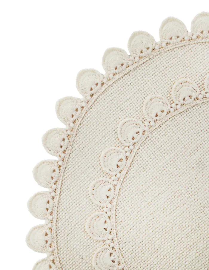 Mantel individual redondo beige con ondas en las orillas de 35cm - Image 3