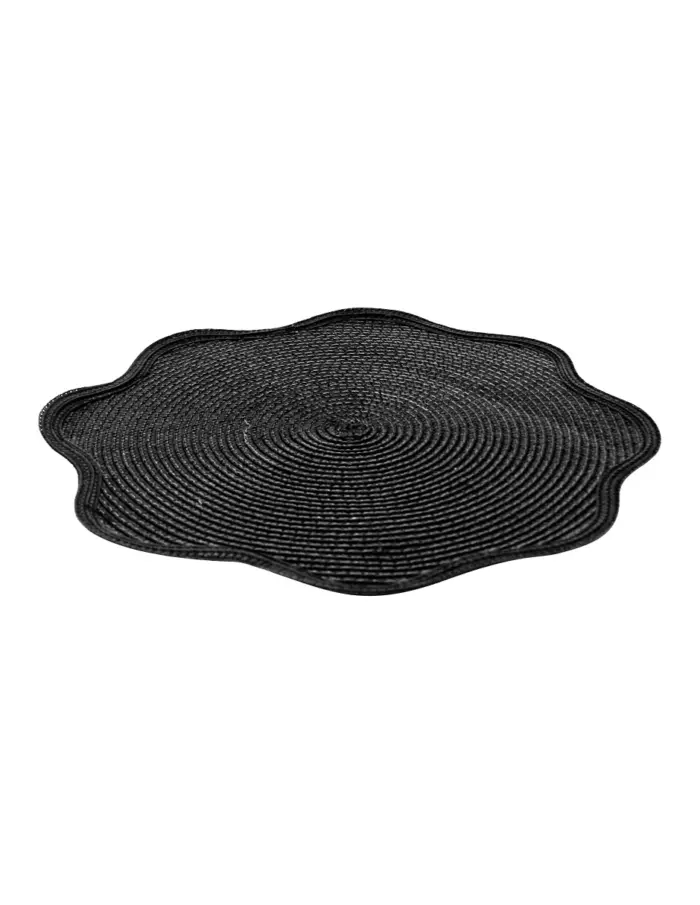 Mantel individual redondo negro con orilla ondulada de 38cm - Image 2