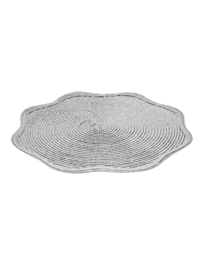 Mantel individual redondo gris con orilla ondulada de 38cm - Image 2