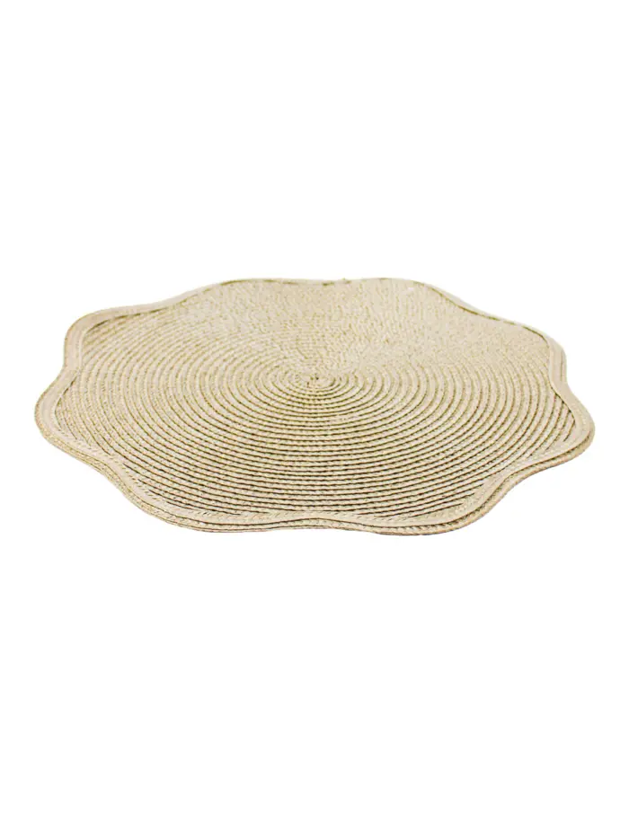 Mantel individual redondo café con orilla ondulada de 38cm - Image 2