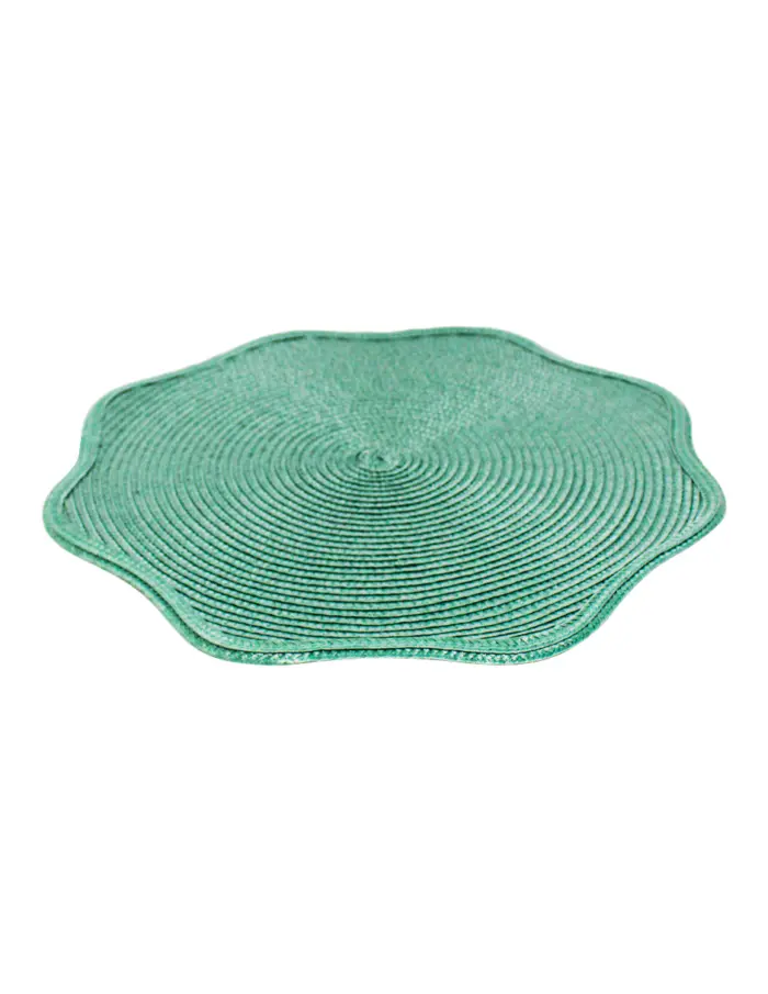Mantel individual redondo verde con orilla ondulada de 38 - Image 2