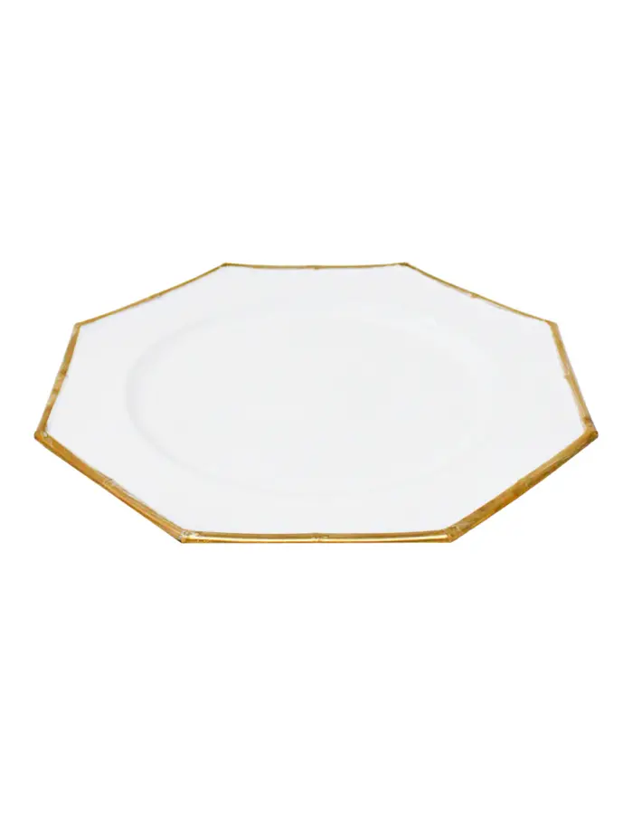 Plato de presentación diseño hexagonal blanco con la orilla dorada de 33cm - Image 2