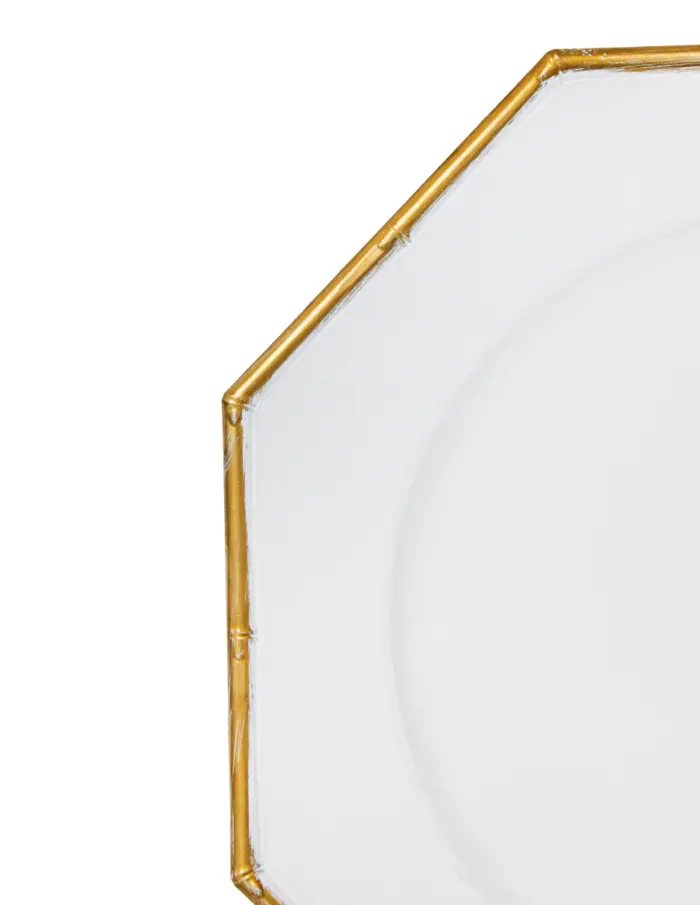 Plato de presentación diseño hexagonal blanco con la orilla dorada de 33cm - Image 3