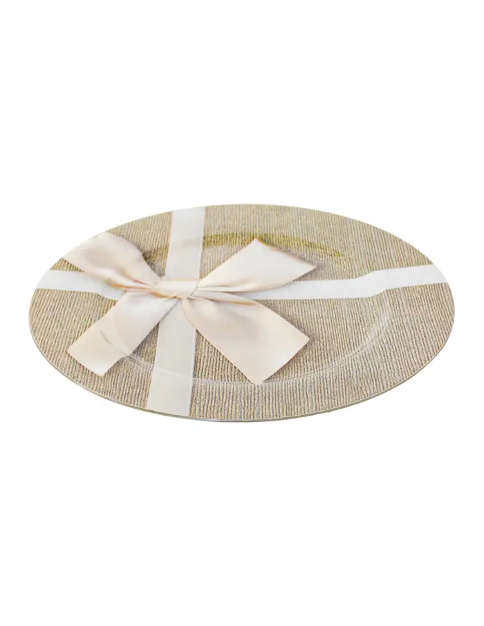 Plato de presentación dorado con diseño moño de 33cm - Image 2