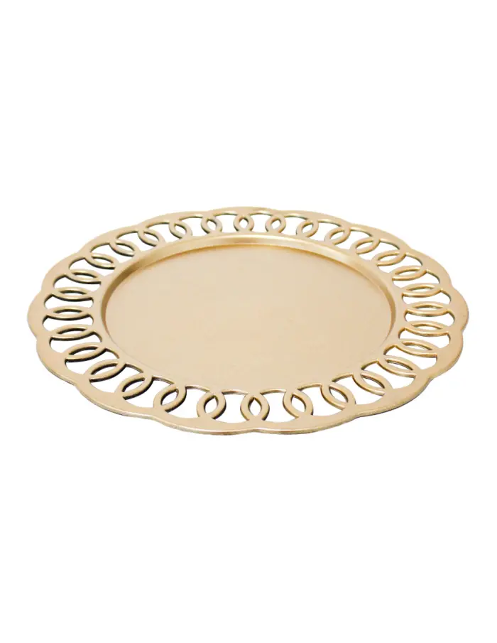 Plato de presentación dorado con círculos en la orilla de 33cm - Image 2