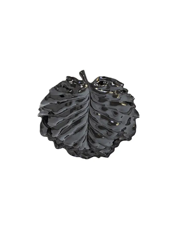 Plato de melamina diseño hoja negro de 31x24x1.4cm - Image 2