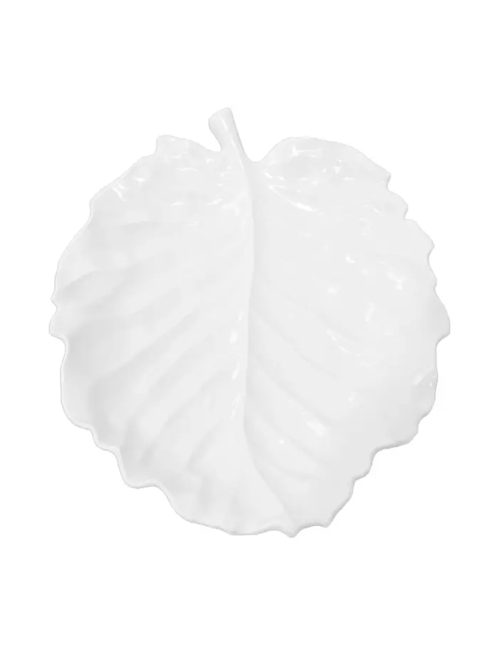 Plato de melamina diseño hoja blanco de 43x34x1.4cm - Image 2