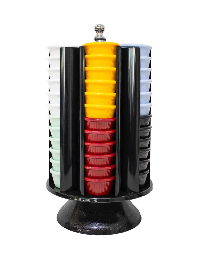 Dispensador rotativo con 90 salseras de melamina de varios colores de 30x1x46cm - Image 2