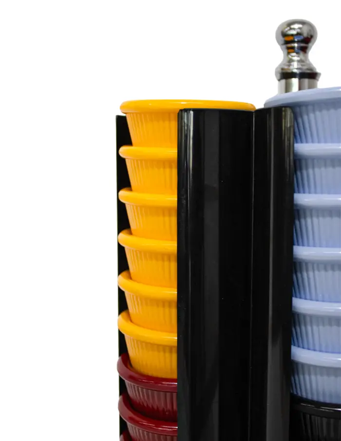 Dispensador rotativo con 90 salseras de melamina de varios colores de 30x1x46cm - Image 3