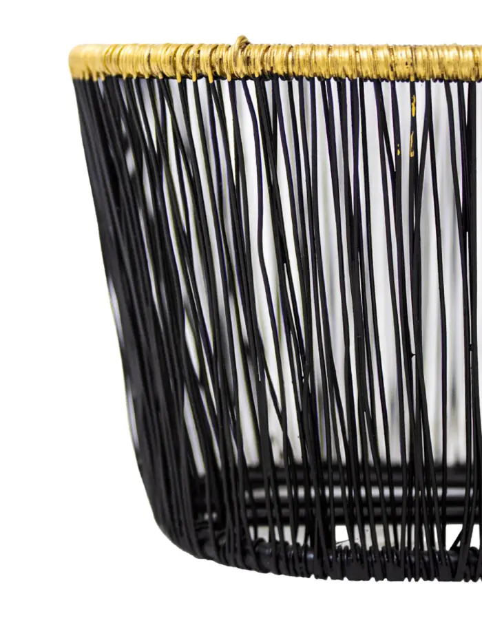 Base de metal tejida ovalada negra con orilla dorada de 7.5x38x10cm - Image 3