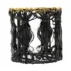 Candelabro de metal tejido negro con orilla dorada de 6x6cm - Image 2