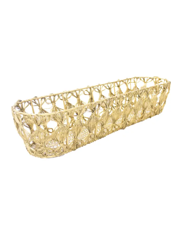 Base de metal tejida ovalada dorada de 7.5x38x9.5cm - Image 2
