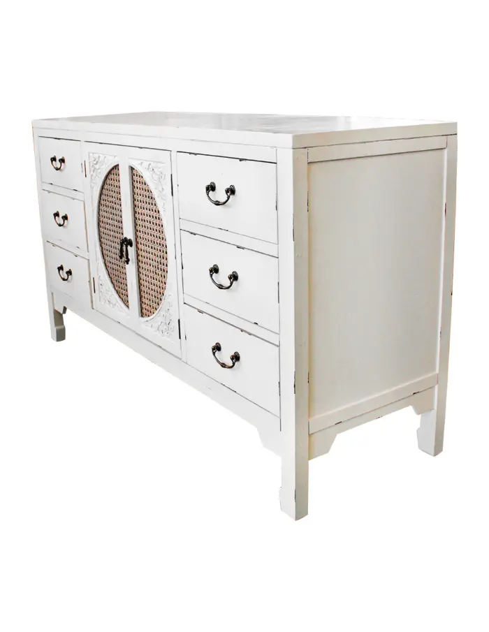 Armario de madera con 6 cajones y puertas diseño vintage de 120x40x68.5cm - Image 2
