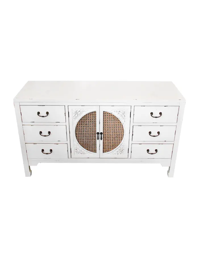 Armario de madera con 6 cajones y puertas diseño vintage de 120x40x68.5cm - Image 3