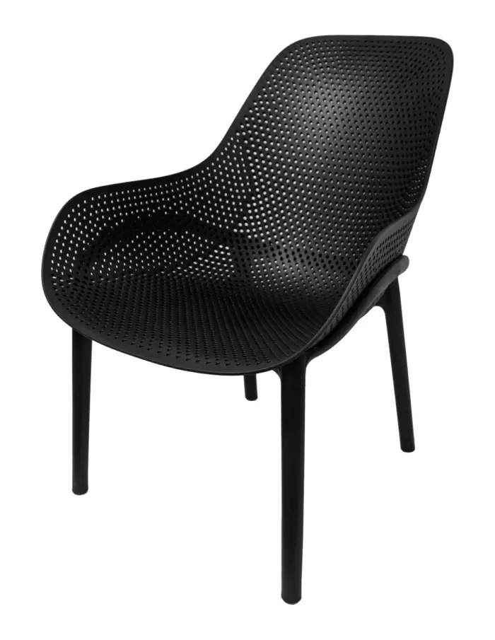 Silla de plástico negra con diseño de puntos de 59x76x82cm - Image 2
