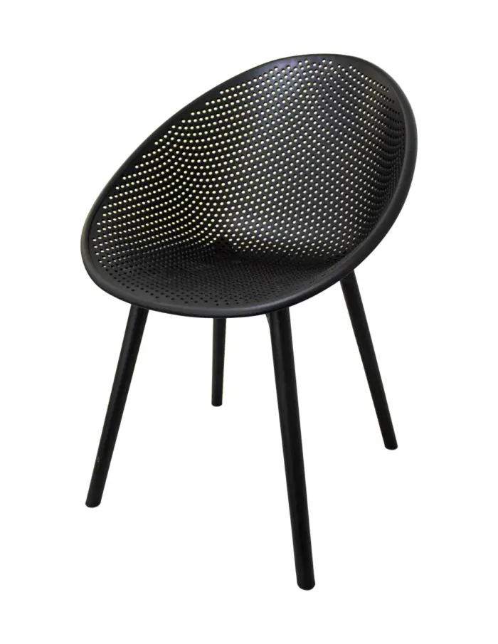 Silla de plástico negra con respaldo diseño huevo de 59x59x83cm - Image 2