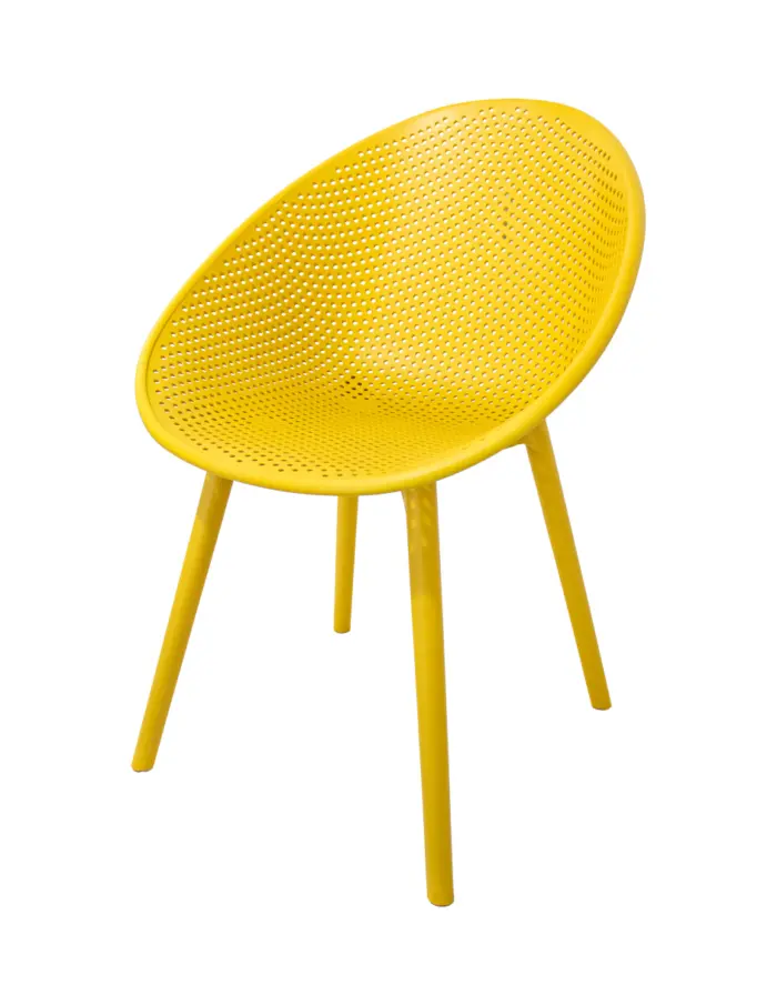 Silla de plástico amarillo con respaldo diseño huevo de 59x59x83cm - Image 2