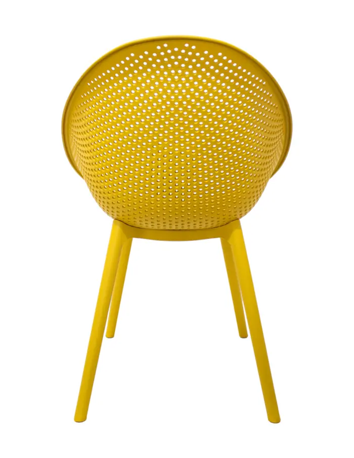 Silla de plástico amarillo con respaldo diseño huevo de 59x59x83cm - Image 4