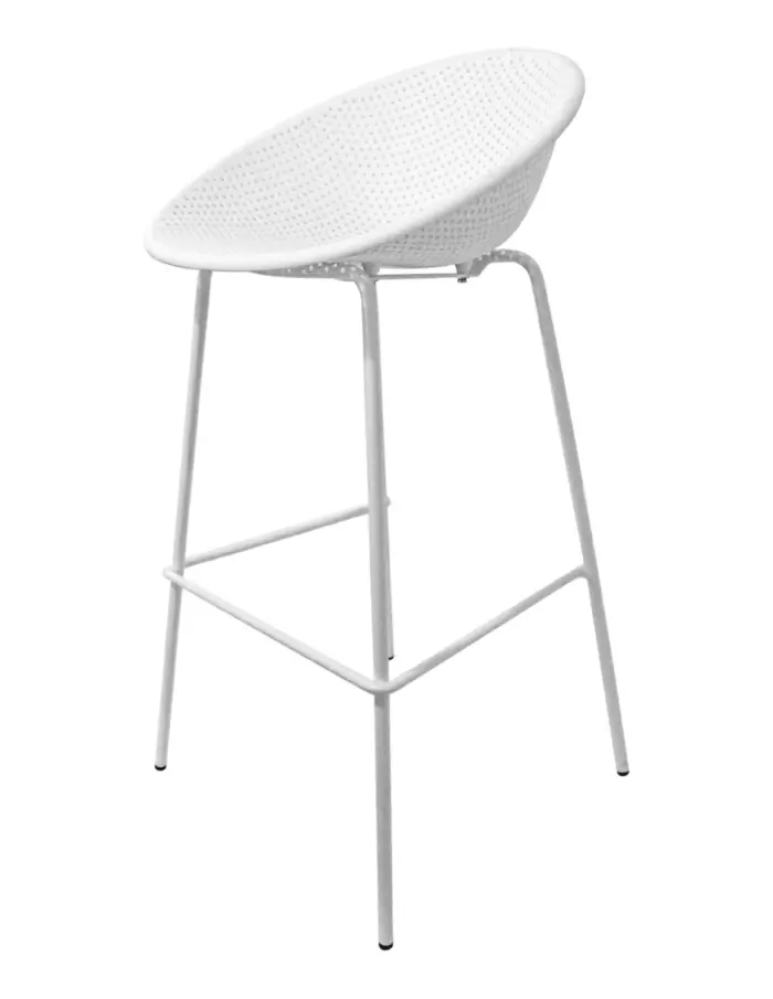 Banco de bar de plástico blanco con respaldo diseño huevo de 50x49x97cm - Image 2