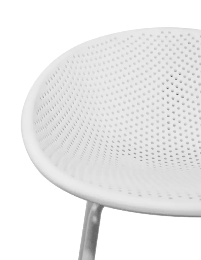 Banco de bar de plástico blanco con respaldo diseño huevo de 50x49x97cm - Image 3