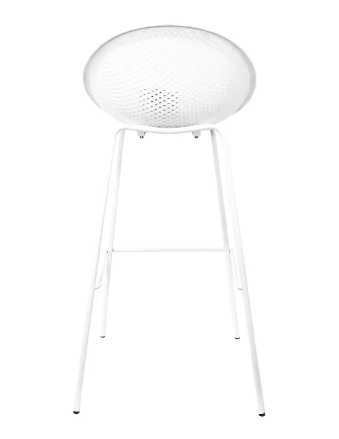 Banco de bar de plástico blanco con respaldo diseño huevo de 50x49x97cm - Image 4