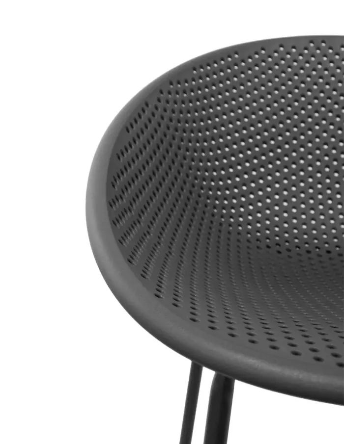 Banco de bar de plástico gris con respaldo diseño huevo de 50x49x97cm - Image 3