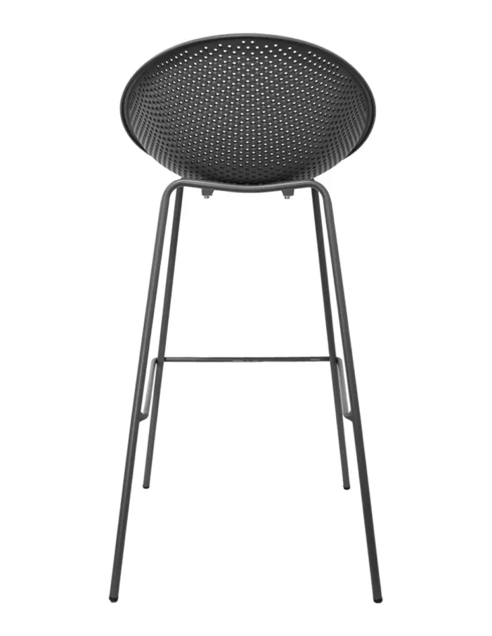 Banco de bar de plástico gris con respaldo diseño huevo de 50x49x97cm - Image 4