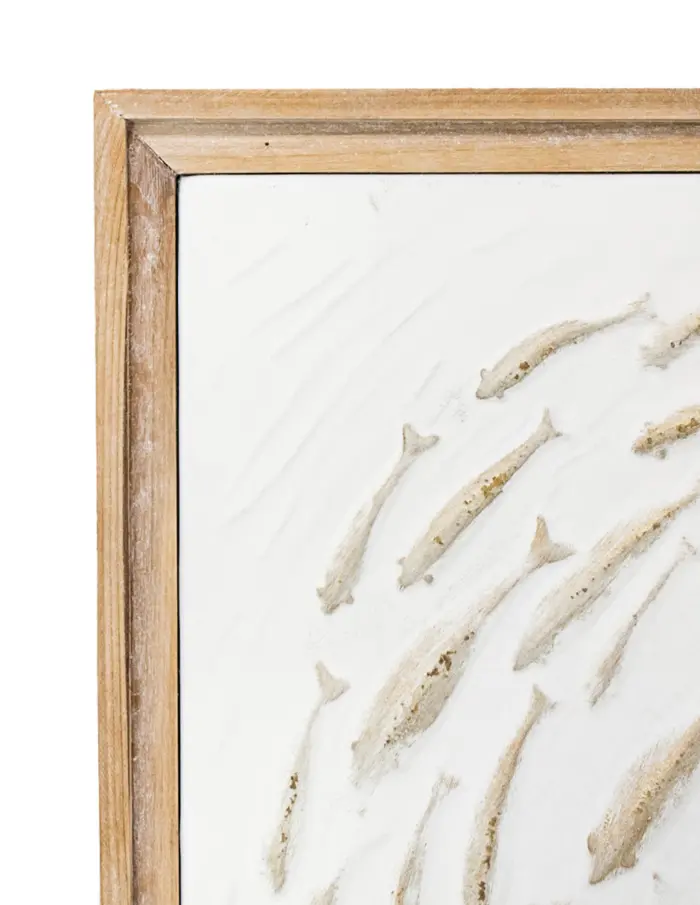 Cuadro de metal con madera diseño peces nadando en círculo de 61x3.5x61cm - Image 2