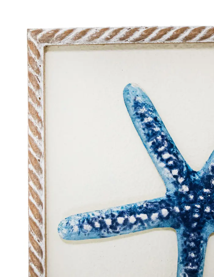 Cuadro de madera con metal diseño estrellas de mar azul de 31x3x31cm - Image 2