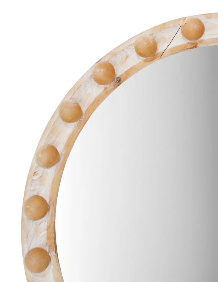 Espejo redondo con orilla de madera de 68.5x5.5x68.5cm - Image 2