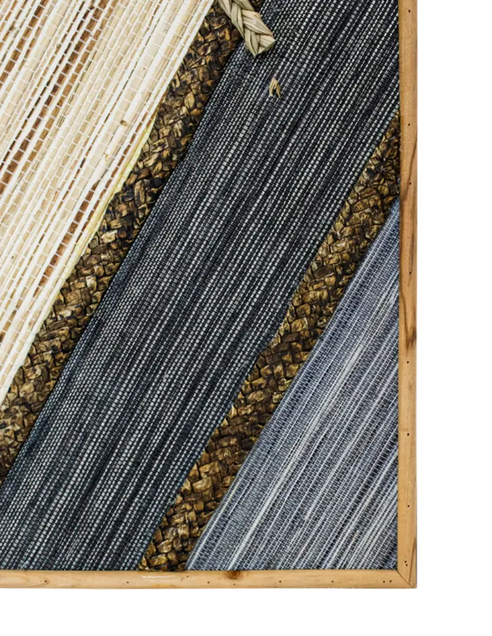 Cuadro de madera diseño tejido natural tonos azul de 30x3x80cm - Image 2