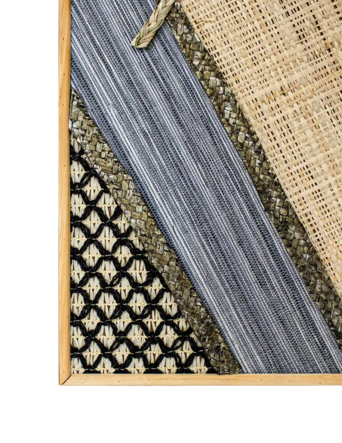 Cuadro de madera diseño tejido natural tonos azul claro de 30x3x80cm - Image 2
