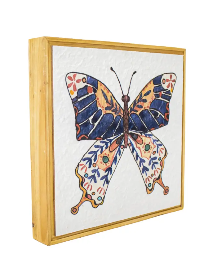 Cuadro de madera diseño mariposa azul de 26.2x4x26.2cm - Image 2