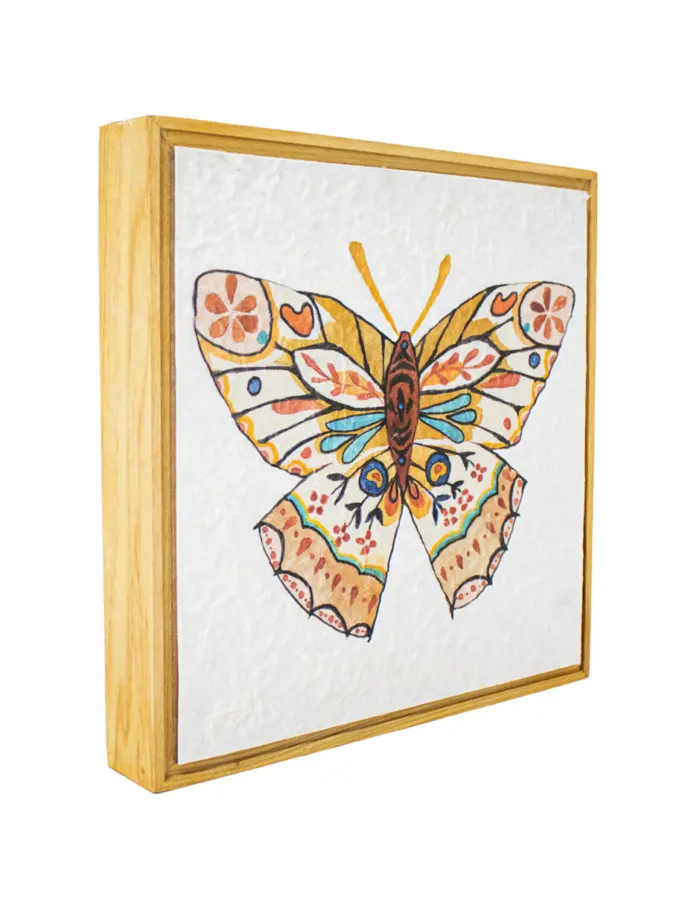 Cuadro de madera diseño mariposa multicolor de 26.2x4x26.2cm - Image 2