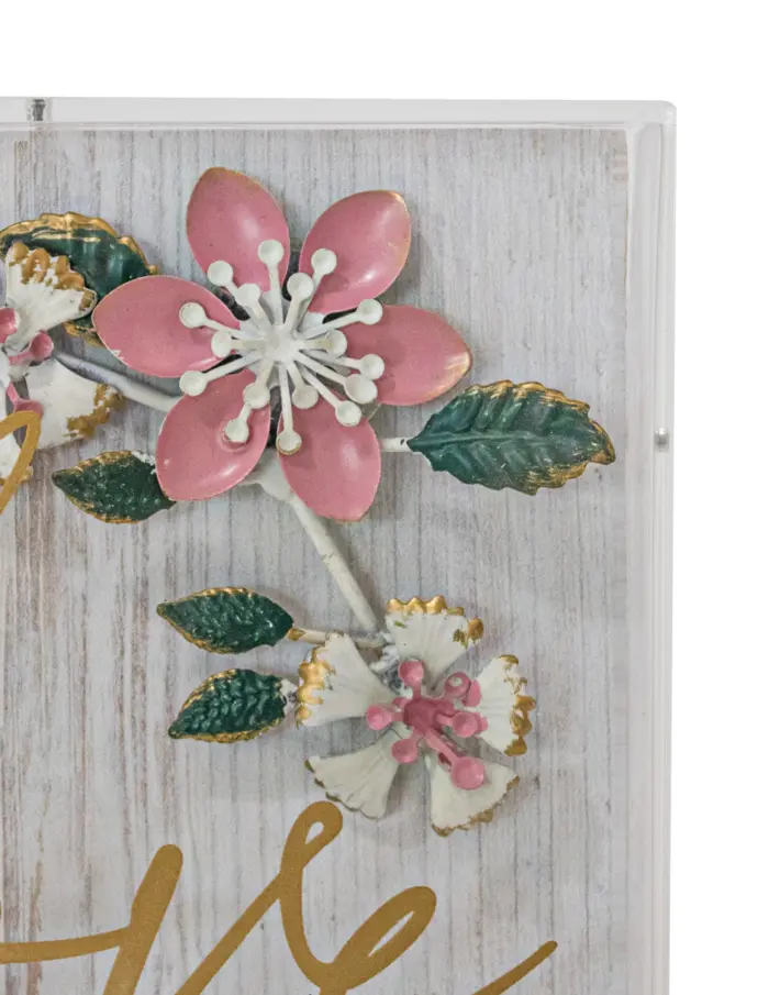 Base de madera diseño flor rosa palabra love de 15x5x20.3cm - Image 3