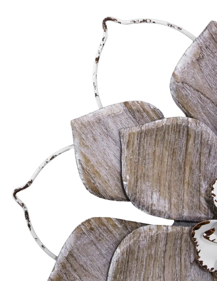 Flor de metal de pared en tonos café y blanco de 34x4.5x34cm - Image 2