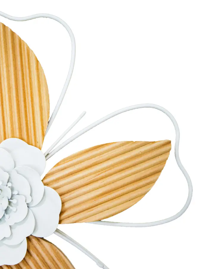 Flor de metal para pared blanca con amarillo de 30x2.8x75cm - Image 2
