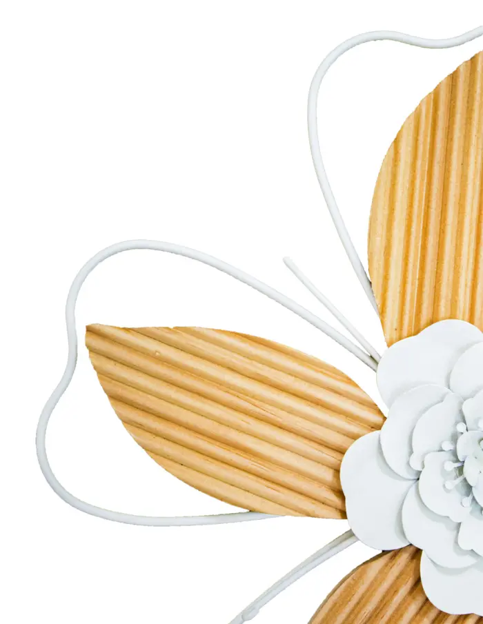 Flor de metal para pared blanca con amarillo de 33x2.8x91.3cm - Image 2