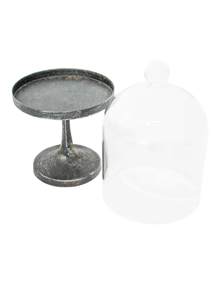 Capelo de vidrio con base de metal de 13.5x13.5x12.3x29cm - Image 2