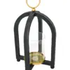 Candelabro de metal con pantalla de cristal de 18.5x18.5x42cm - Image 2