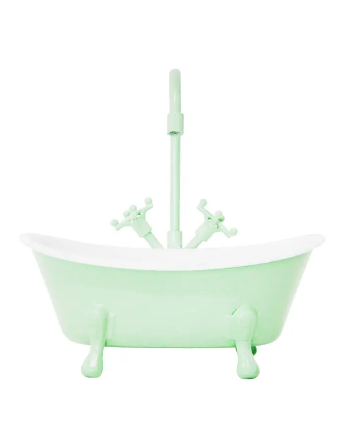 Maceta de metal diseño tina de baño verde de 18x12.5x17.5 cm - Image 2