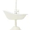 Maceta de metal diseño tina de baño en base blanca de 14x8.5x15cm - Image 2