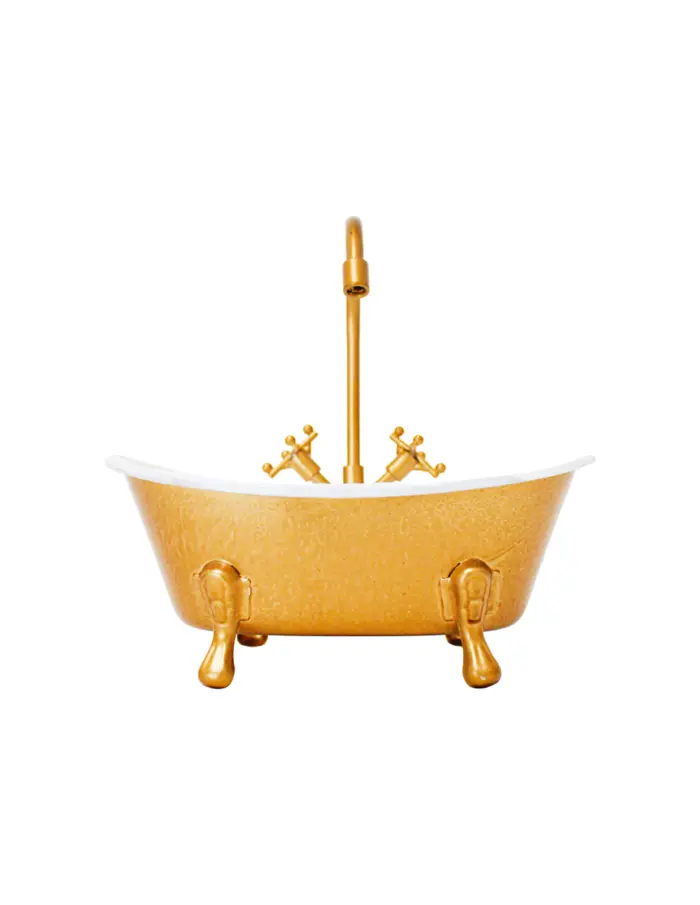 Maceta de metal diseño tina de baño dorada de 14x8.5x15 cm - Image 2