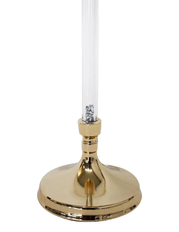 Candelabro de metal dorado con cilindro de vidrio de 11.5x11.5x51cm - Image 4