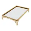 Charola de metal dorado con vidrio de 34x22x6cm - Image 2