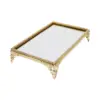 Charola de metal dorado con vidrio de 30x18x6cm - Image 2