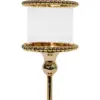 Candelabro de metal dorado con cilindro de vidrio de 12x12x29cm - Image 2