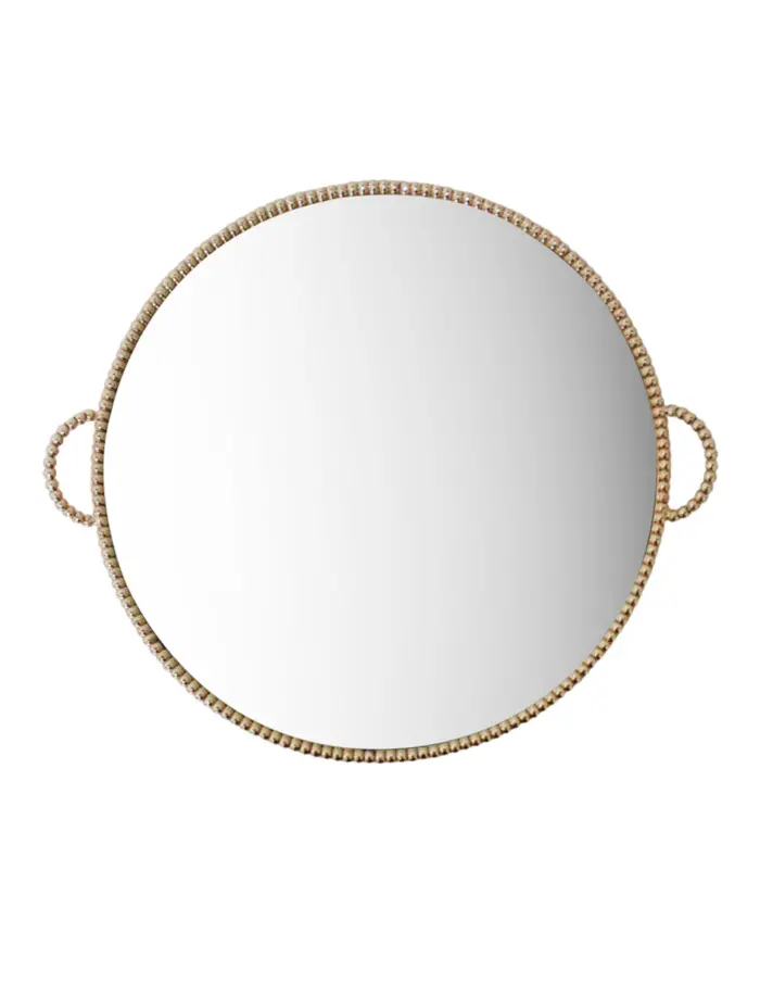 Charola de metal dorado con espejo y agarraderas de 41x35x4cm - Image 2
