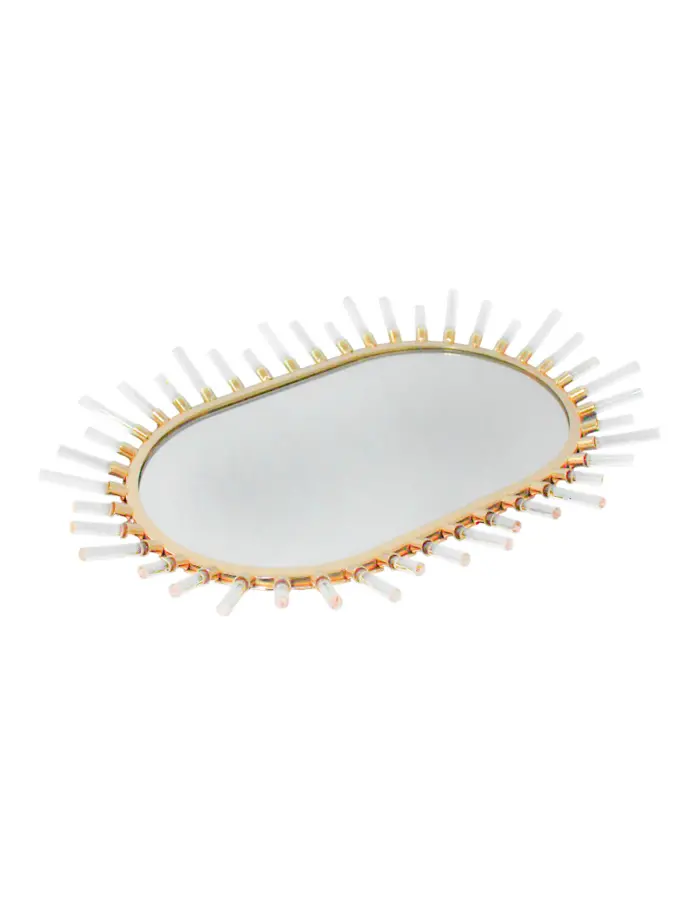 Charola de metal dorado con espejo de 43x30x4cm - Image 2