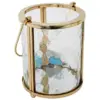 Candelabro de metal dorado con vidrio y agarradera de 10x10x13cm - Image 2
